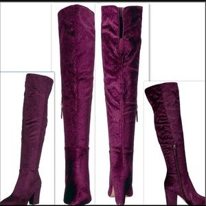 NINE WEST PURPLE JACQUARD PATTERN OTK BOOT